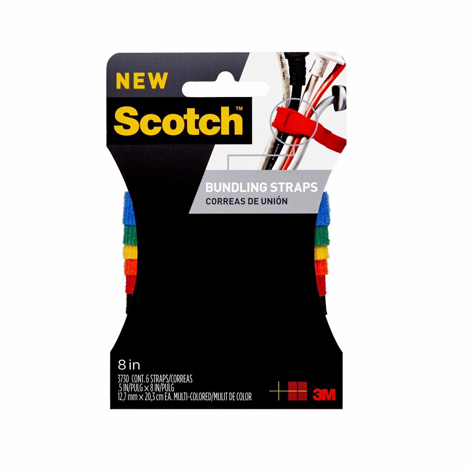 7100137251 - Scotch Bundling Strap RF3730, .5 in x 8 in (12,7 mm x 20.3 cm)
Multi-Color