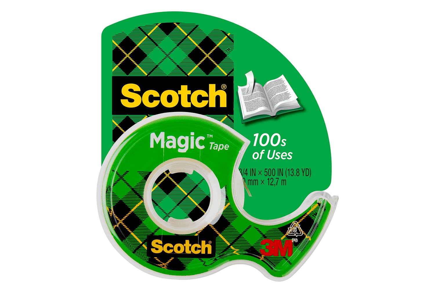 Scotch Wall Safe Tape Dispenser .75 in x 650 in Transparent 3M 183 2 Pack