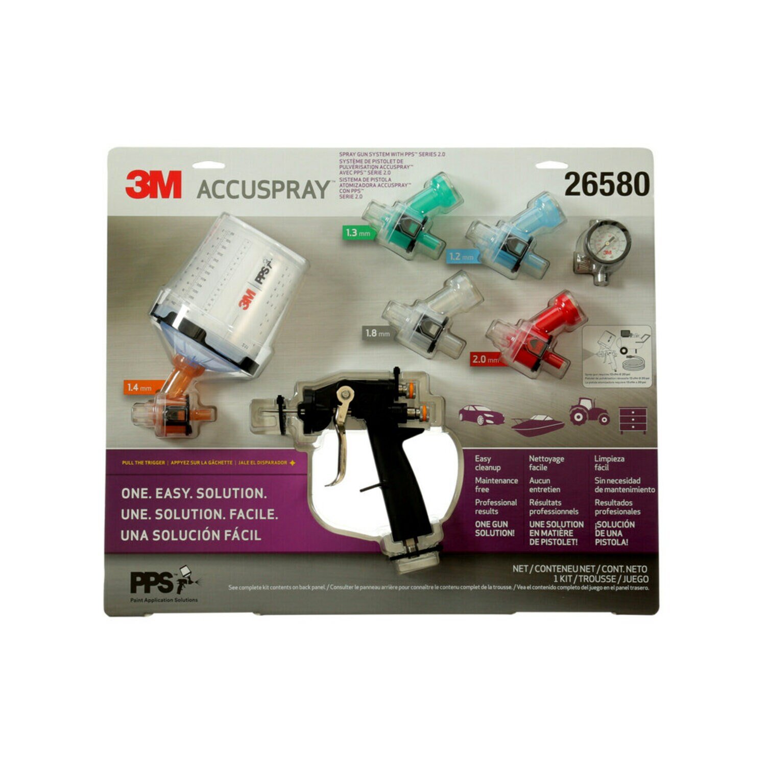 7100163226 - 3M Accuspray ONE Spray Gun System with PPS Series 2.0 Spray Cup System 26580, 2 Kits/Case