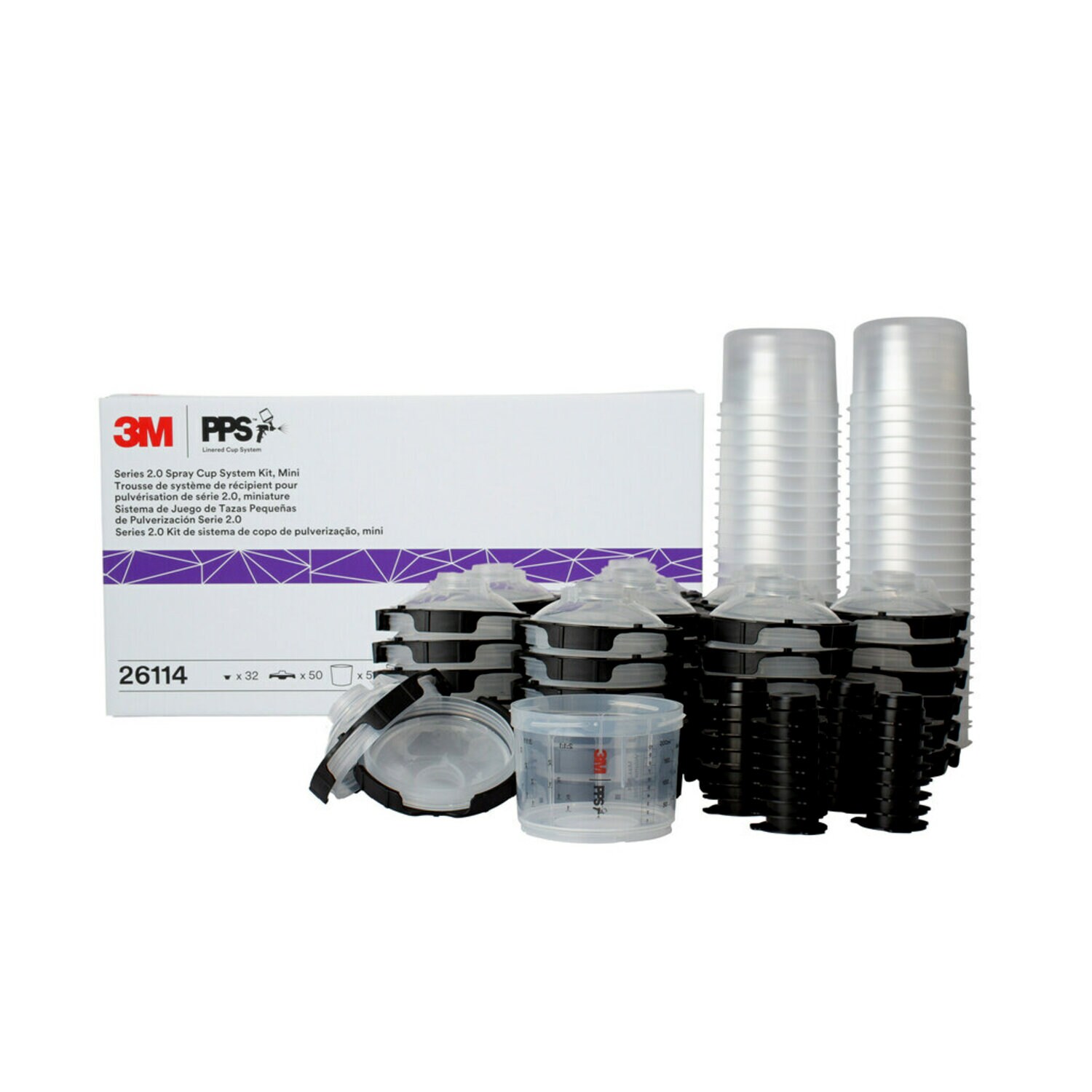 7100135935 - 3M PPS Series 2.0 Spray Cup System Kit 26114, Mini (6.8 fl oz, 200
mL), 200 Micron Filter, 1 Kit/Case