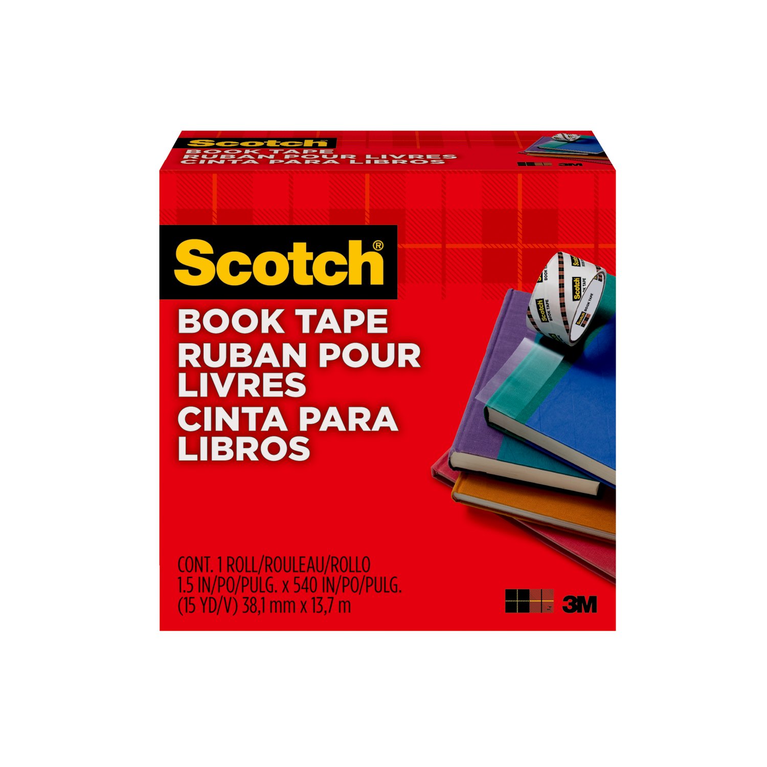 7010408190 - Scotch Book Tape, 845-150, 1.5 in x 540 in (15 yd) (38,1 mm x 13,7 m)