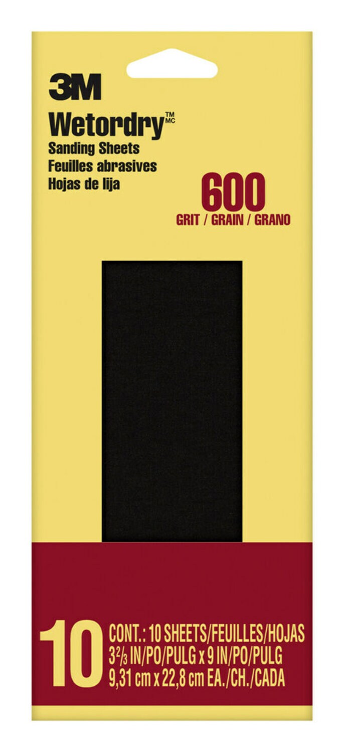 7010311055 - 3M Imperial Wetordry Sandpaper 5921-18-CC 600 grit, 3-2/3 in x 9 in
(9.31 cm x 22.8 cm)