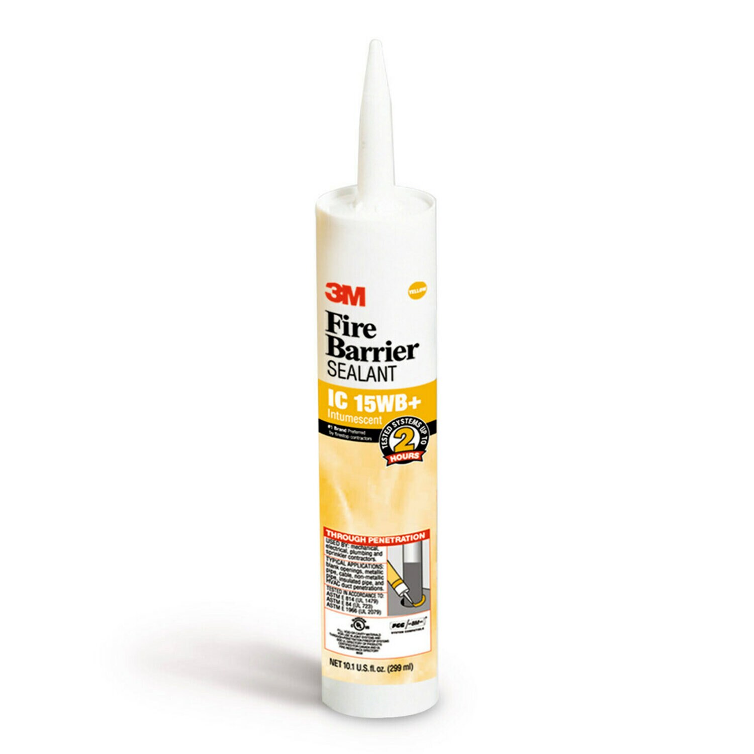 7100011413 - 3M Fire Barrier Sealant IC 15WB+, Yellow, 10.1 fl oz Cartridge, 12/Case