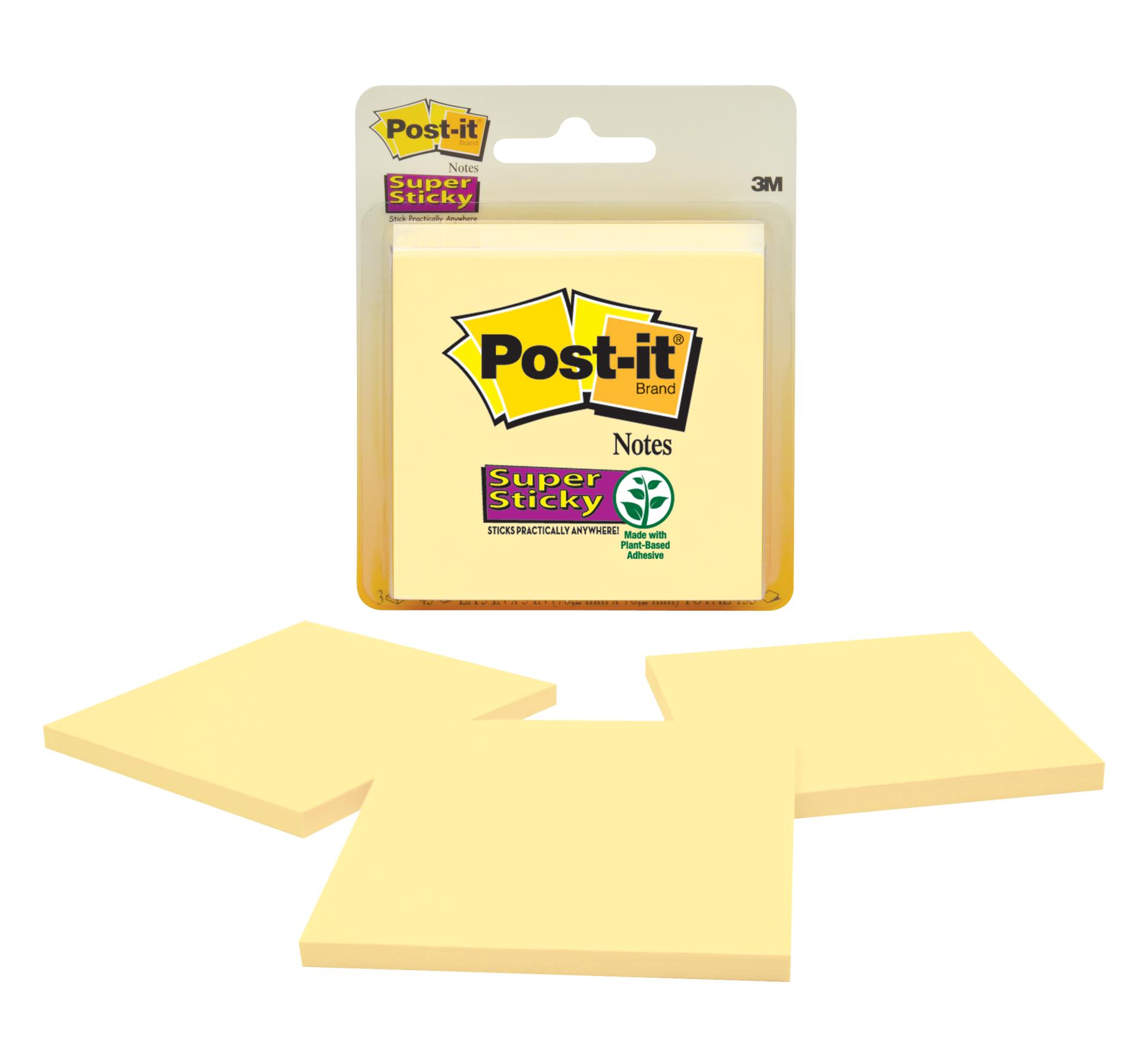 00021200528309 Post-it® Super Sticky Notes 3321-SSY, in x in, (7.62  cm x 7.62 cm) 45 sheets/pad Canary Yellow Aircraft products  notes--note-dispensers 6314150