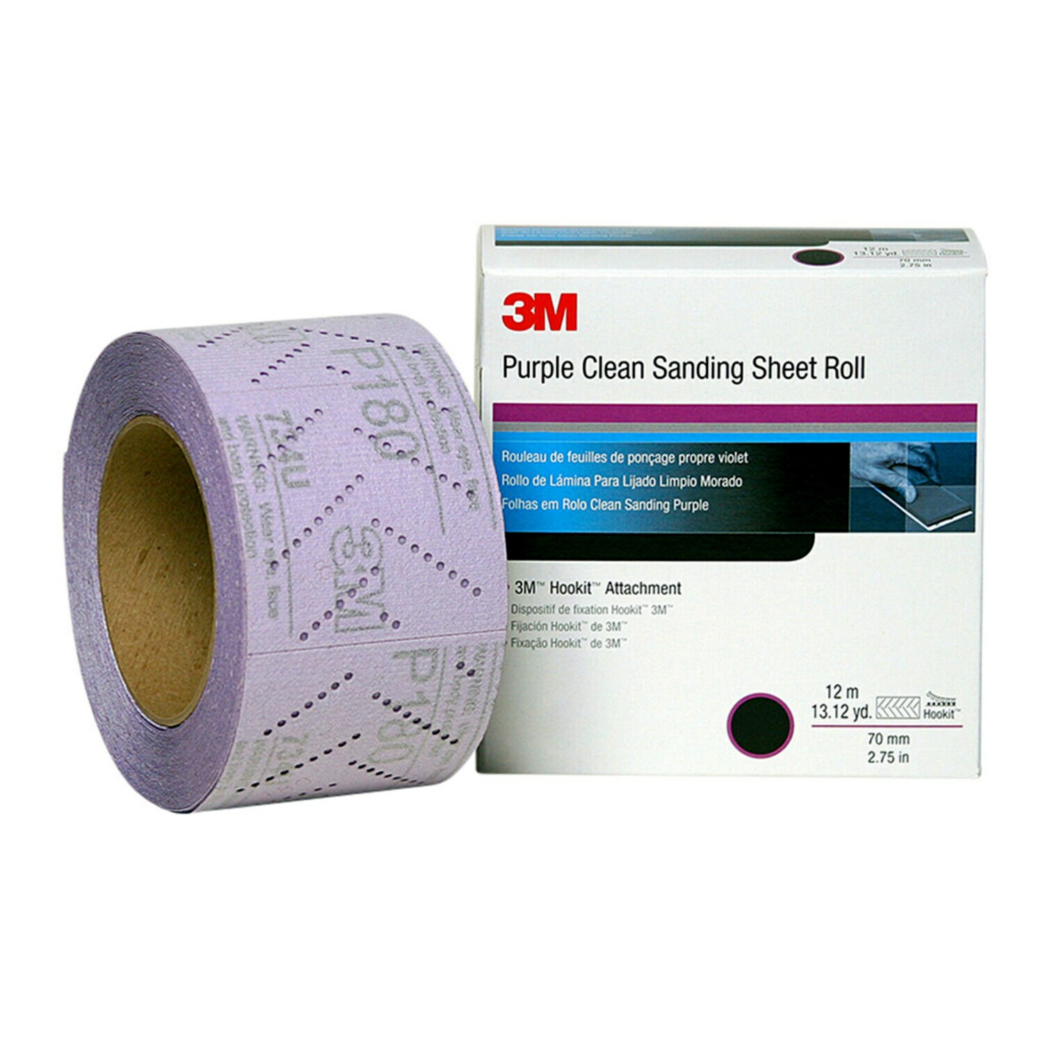 7100010895 - 3M Hookit Purple Clean Sanding Sheet Roll 334U, 30701, P600, 70 mm x
12 m, 5 rolls per case