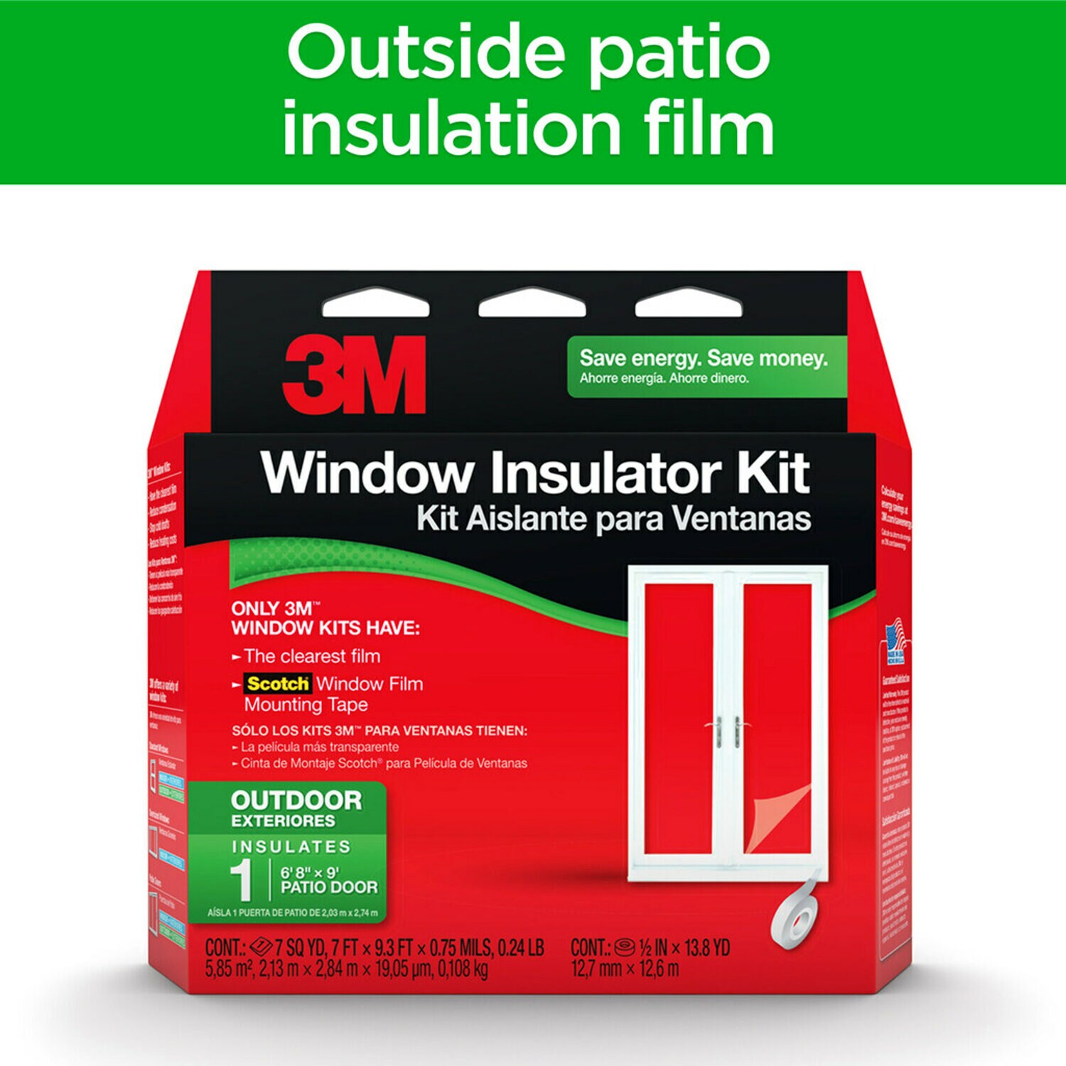 7100075753 - 3M Outdoor Window Insulator Kit 2174 W-6, Patio Door