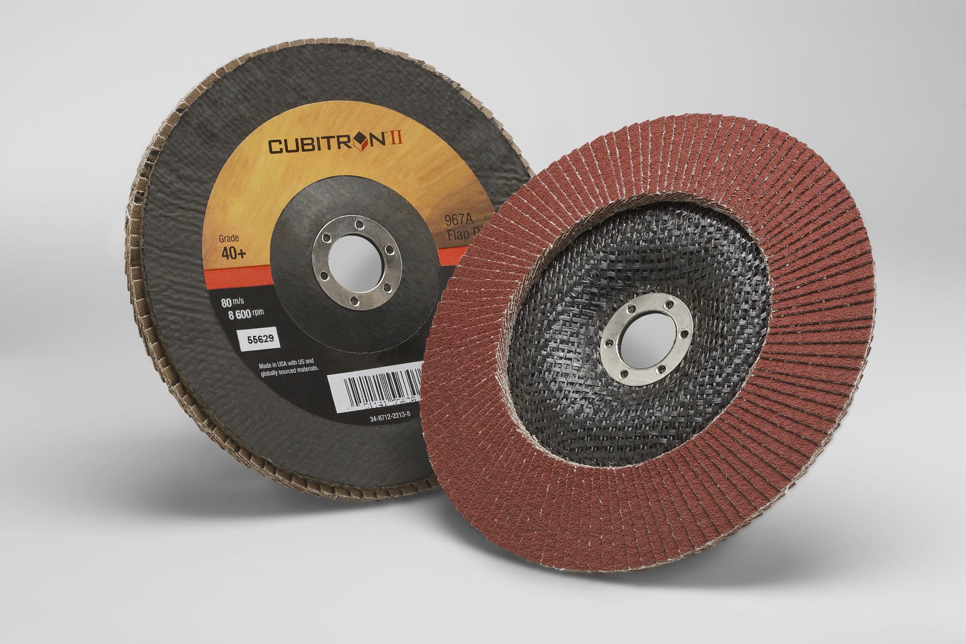 00051141556291 3M™ Cubitron™ II Flap Disc 967A, 40+, T29, in x 7/8 in,  per case Aircraft products tapes 6338239