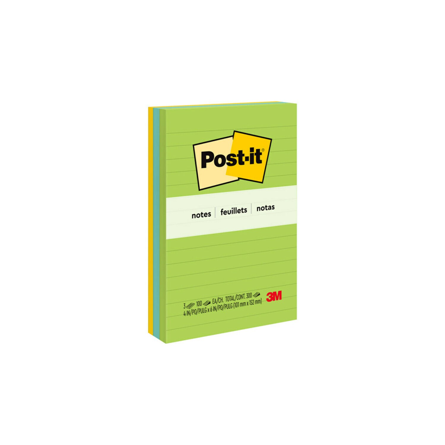 7100230245 - Post-it Notes 660-3AU, 4 in x 6 in (101 mm x 152 mm), Jaipur colors