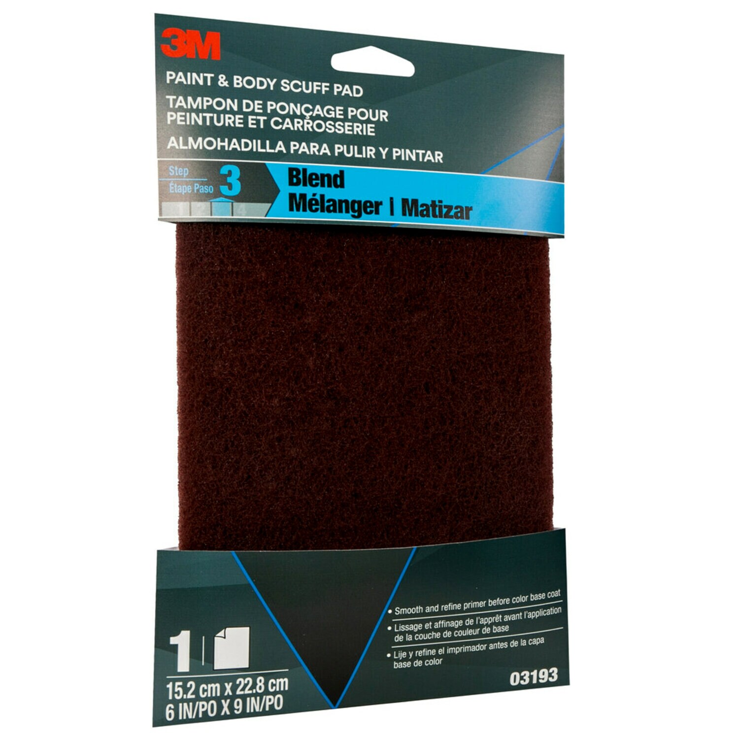 7010364676 - 3M Paint and Body Scuff Pad, 03193, 6 in x 9 in, 20 per case