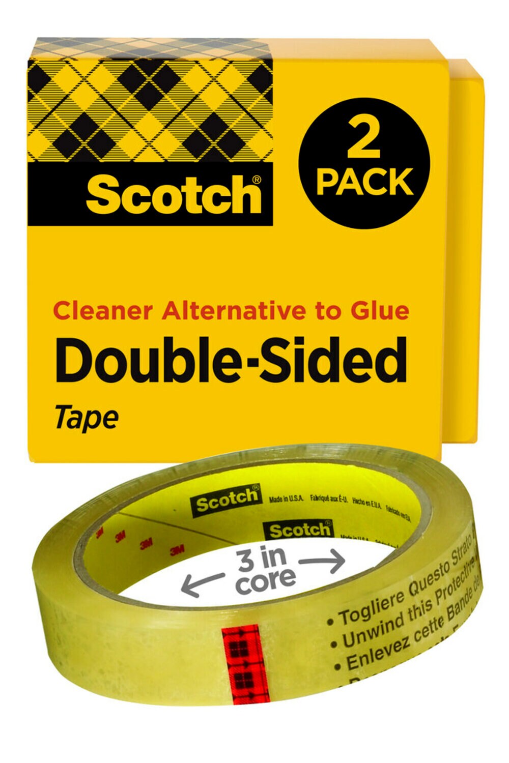 7010332265 - Scotch Double Sided Tape 665-2P34-36, 3/4 in x 1296 in 2 pk