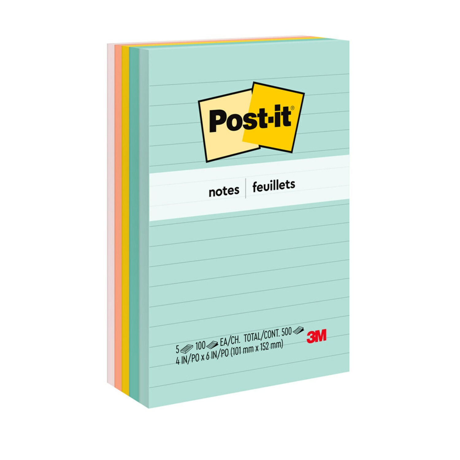 7100235633 - Post-it Notes 660-5PK-AST, 4 in x 6 in (101 mm x 152 mm), Marsielle