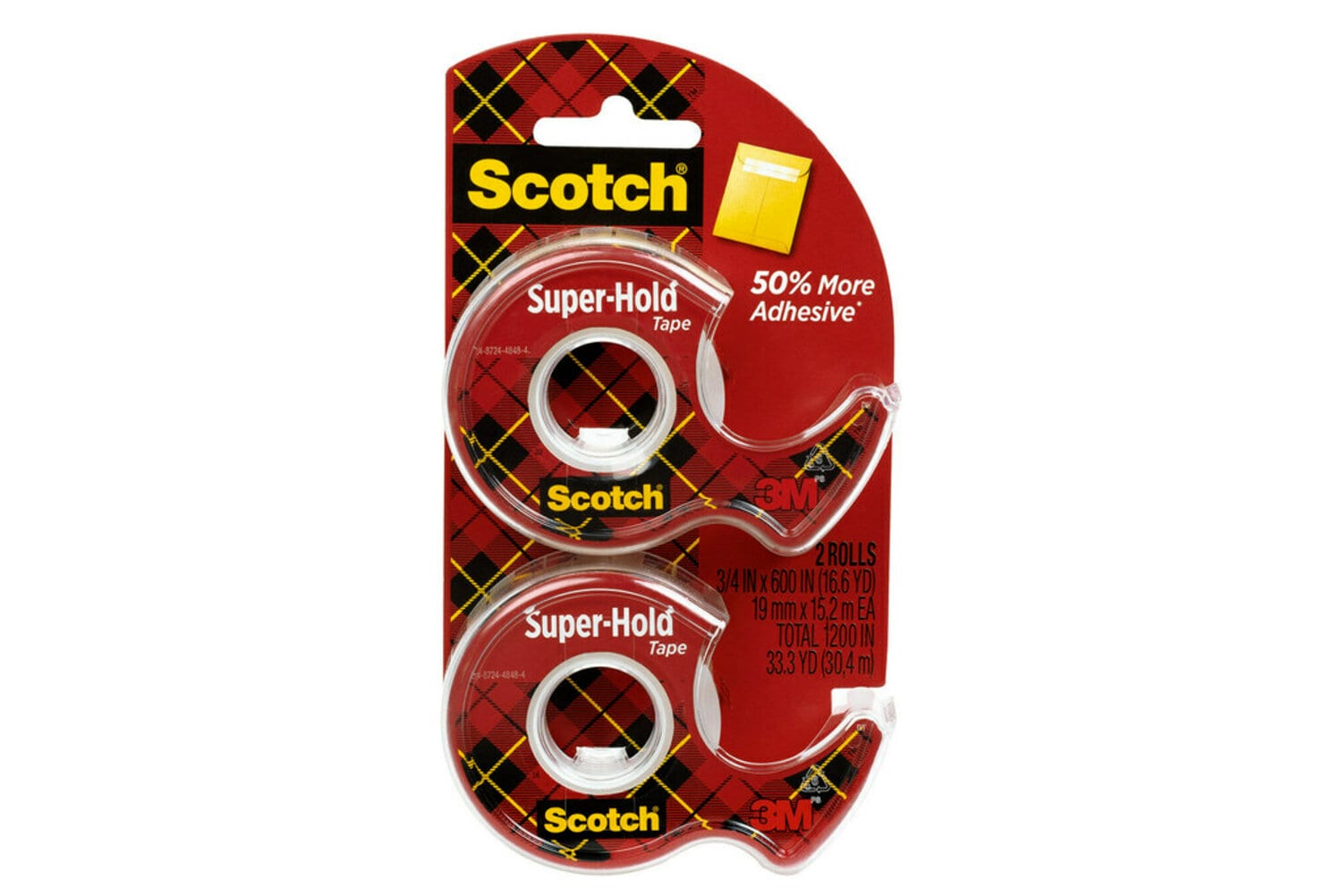 7100156576 - Scotch Super-Hold Tape, 198DM-2, 3/4 in x 600 in (19 mm x 15,2 m)